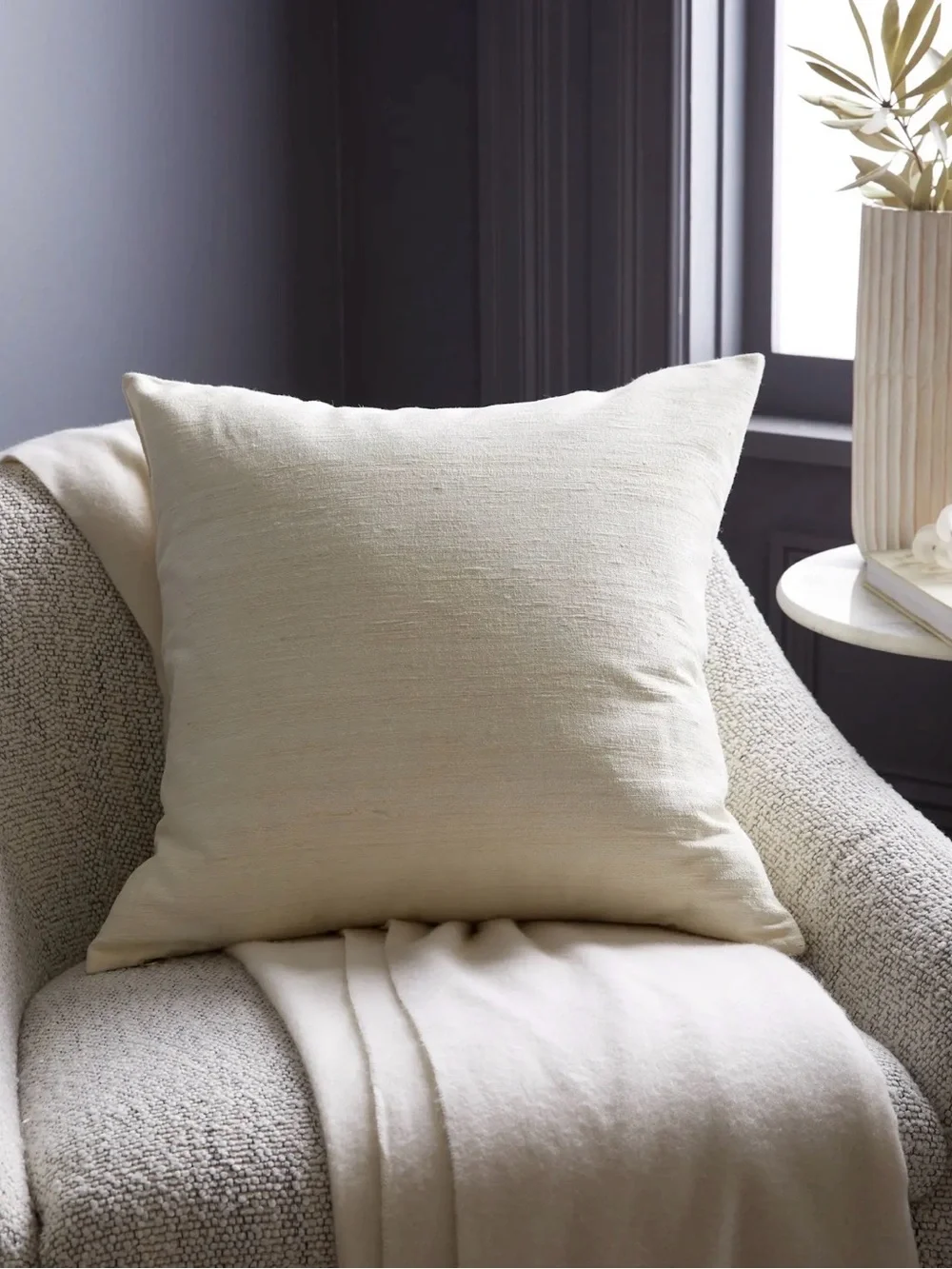 Quince Ivory Raw Silk Pillow Cover 20